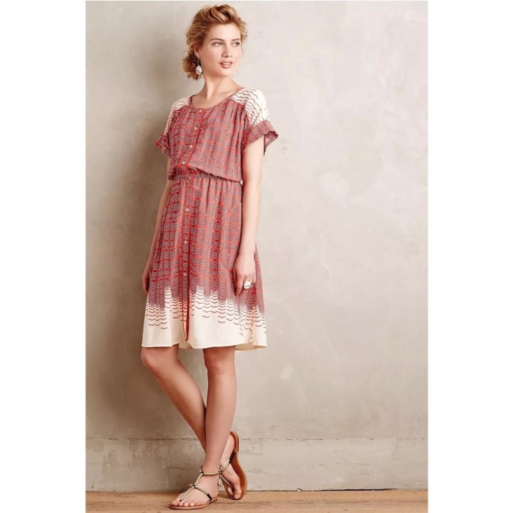Anthropologie Maeve Printed Button Front Shift Dress